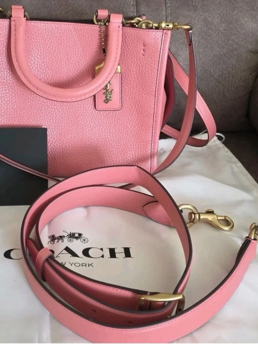 Coach Pink Pebbled Leather Shoulder Satchel